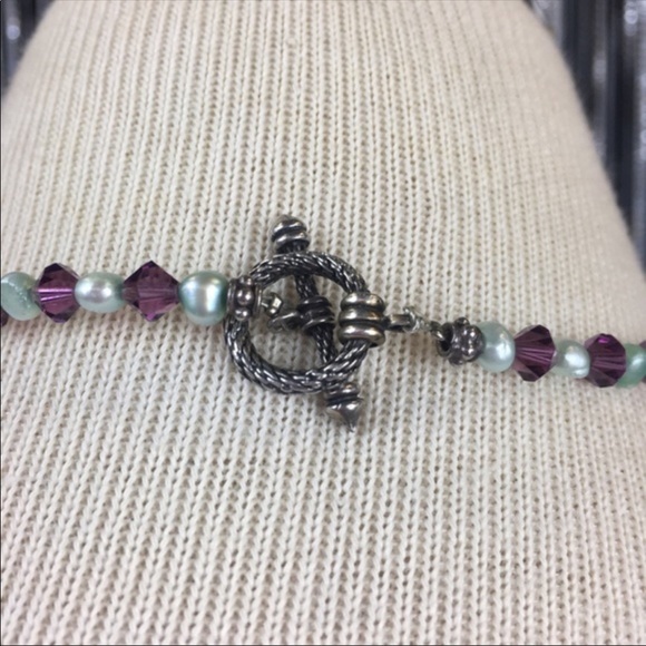 Artisan Fluorite, Pearl and Jade Sterling Necklace - Picture 4 of 8